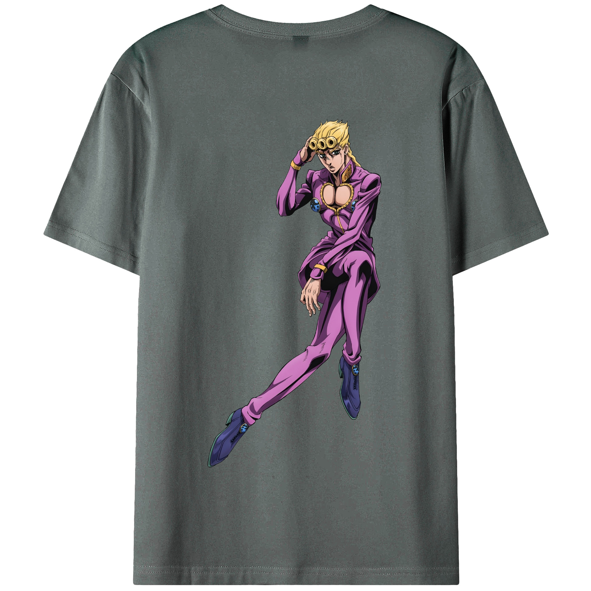 （画像用） ジョジョの奇妙な冒険 ジョルノ?ジョバァーナ JoJo's Bizarre Adventure Giorno Giovanna 綿100％半袖Tシャツ（背面プリント）